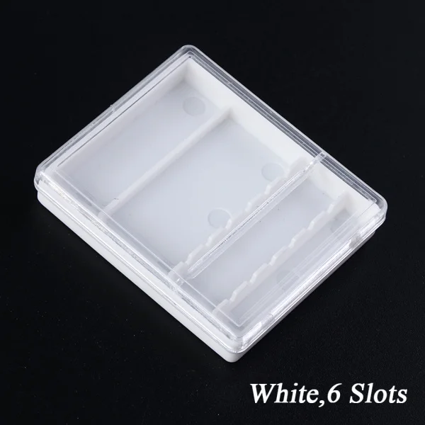 White 6 Slots 1 шт. коробка для хранения сверл для ногтей Пустые контейнеры Акриловый Дисплей Держатель фрезерный Резак Маникюрный станок аксессуары LA867-1 - Цвет: White 6 Slots