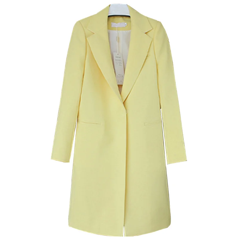 Женский деловой костюм элегантный однотонный Длинный блейзер на