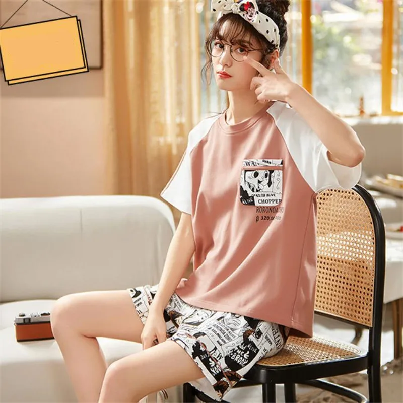 Summer Sleepwear Couple Matching Pajamas Men and Women Home Suits Chic Pjs Anime Pijama Mujer Lover Nightwear 2Pack Loungewear