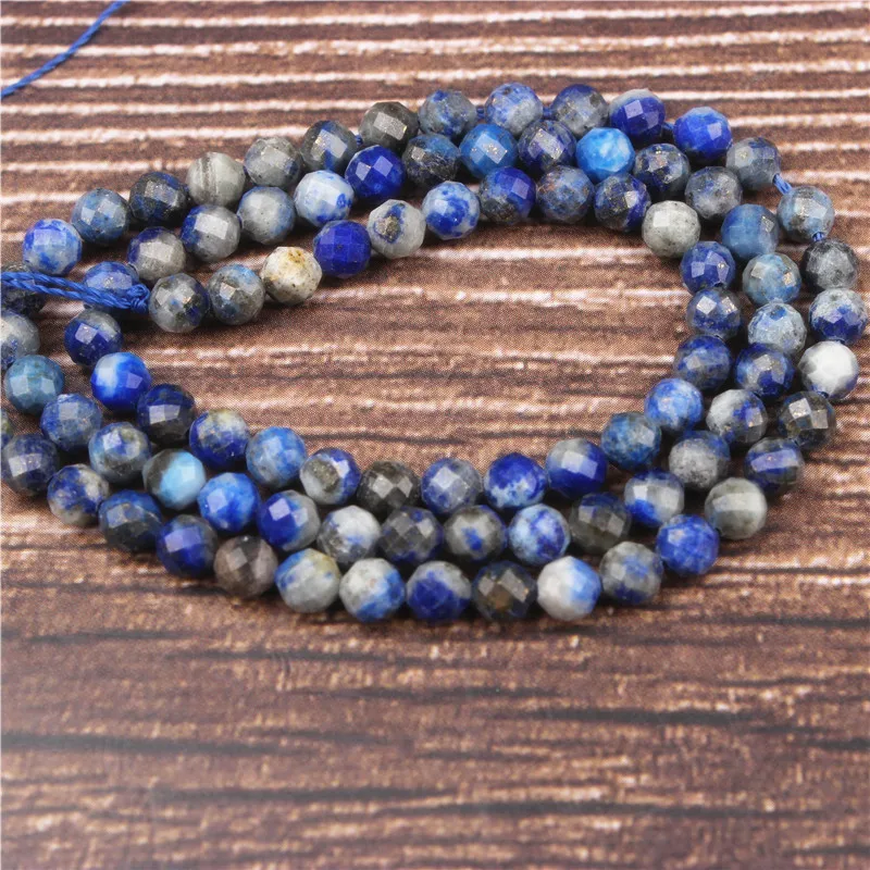 

LanLi Lapis lazuli 2/3/4mm small beads fashion jewelry interval loose beads DIY bracelet necklace earrings and accessories