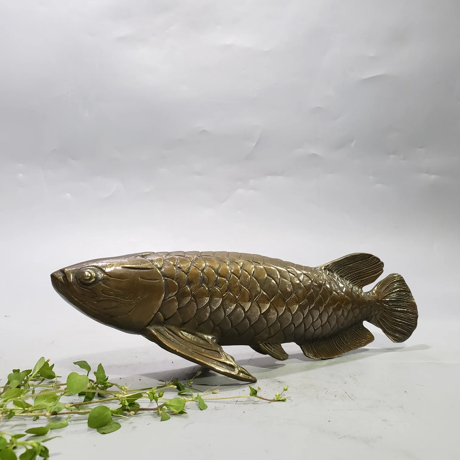 

10"Chinese Folk Collection Old Bronze Carp statue fish More than every year Office Ornaments Town House Exorcism