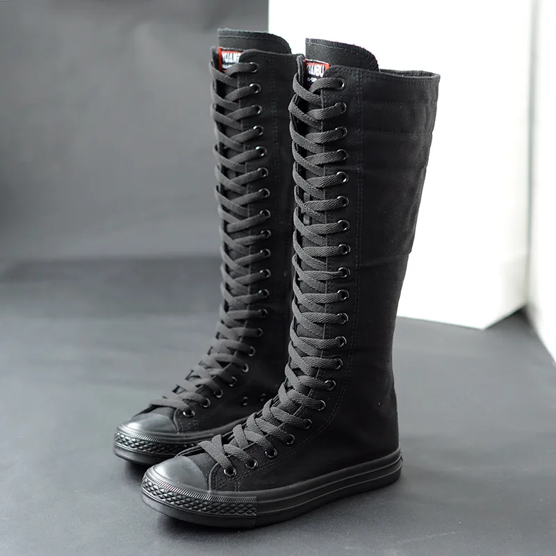 

2021 New High-top Women's Casual Canvas Shoes Zipper Boots Stage Performance Boots Women Zapatos De Mujer