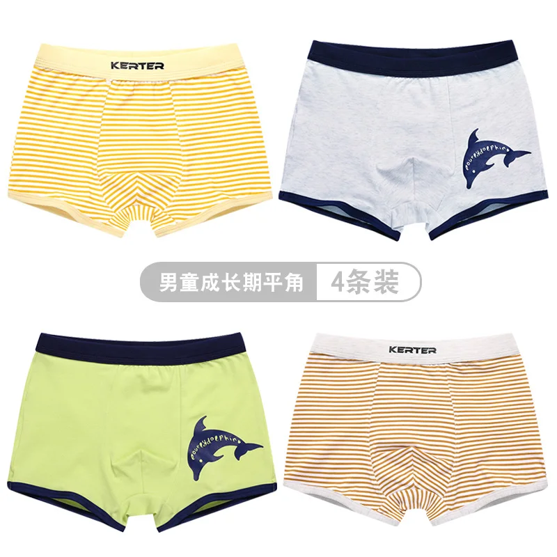 F6-4PCS Модные хлопковые трусы-боксеры для мальчиков средней школы; нижнее белье для мальчиков-подростков; детское нижнее белье; трусы для мальчиков - Цвет: F6-4PCS