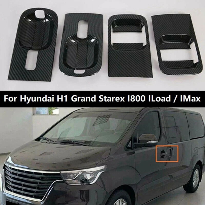 

NEW-4Pcs for Hyundai H1 Grand Starex I800 ILoad/IMax Carbon Fiber Style Door Outer Handle Cover Exterior Parts Auto Parts