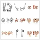 Женские серьги-гвоздики из серебра 925 пробы, с поднятым сердцем