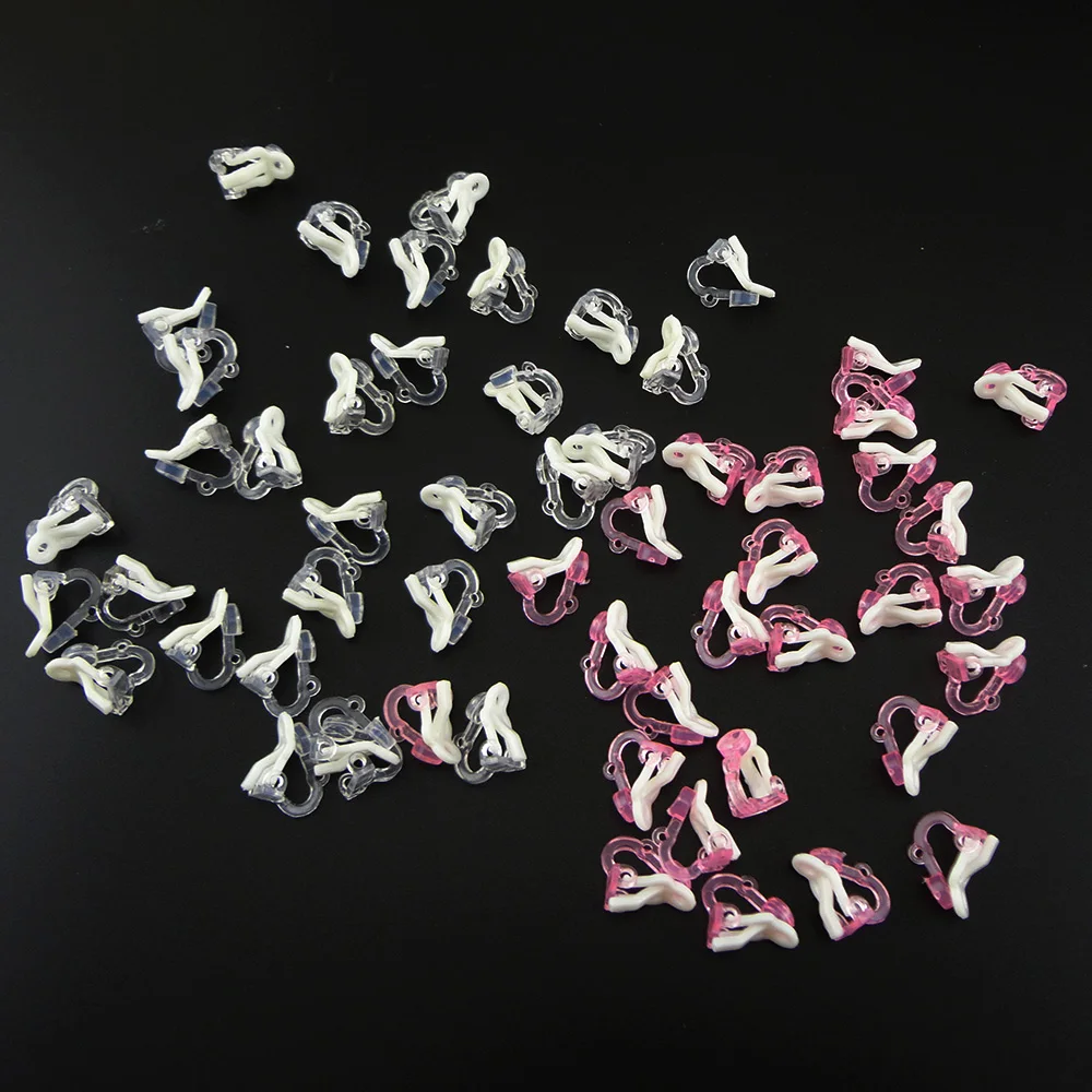 200 шт. розовые детские пластиковые серьги, сделай сам, материал для ювелирных изделий, прозрачные детские клипсы для сережек, украшения для п...