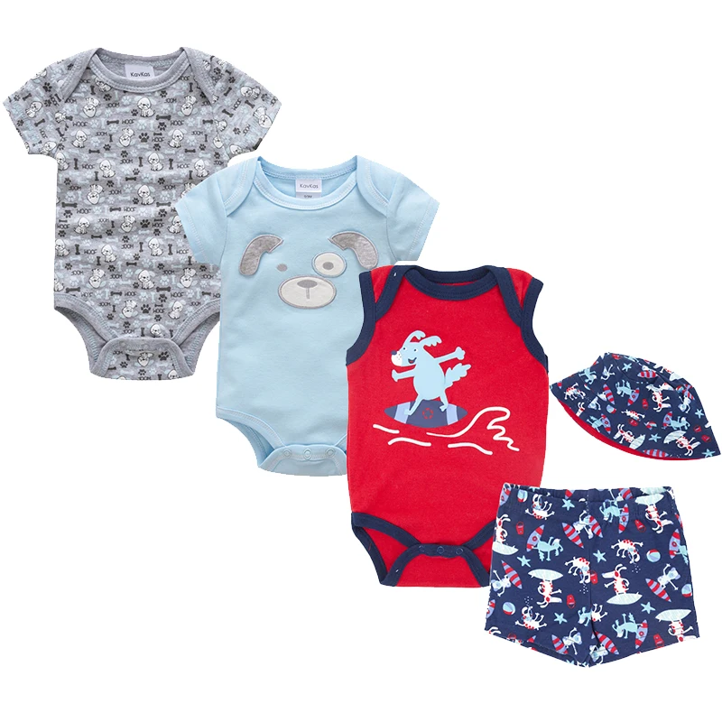 

Honeyzone 3pcs Baby Bodysuit Baby Girl Clothes Ubranka Dla Niemowlat Summer Baby Clothing 5 Piece Set Infant Cap Shorts 0-12m