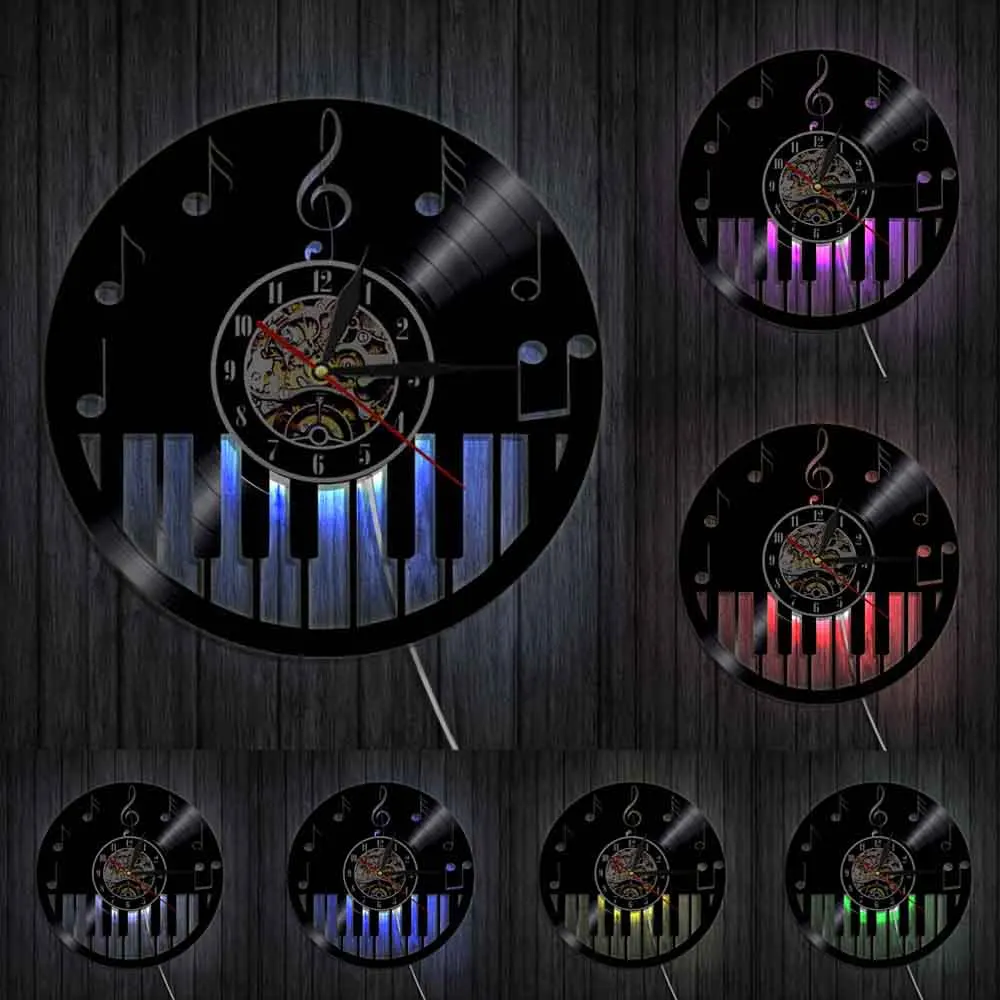 Настенные часы Play The Piano с виниловой пластиной современный дизайн тематическое