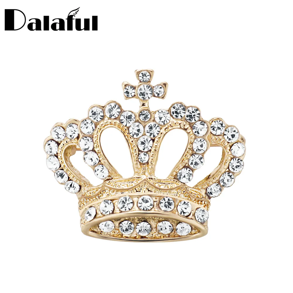 Dalaful Милая брошь в форме короны стразы булавка на воротник женская бижутерия для