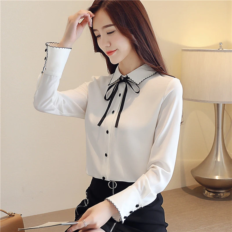 

Women Spring Autumn Style Vintage Blouses Shirts Lady Casual Long Sleeve Turn-down Collar Blusas Tops DF3084