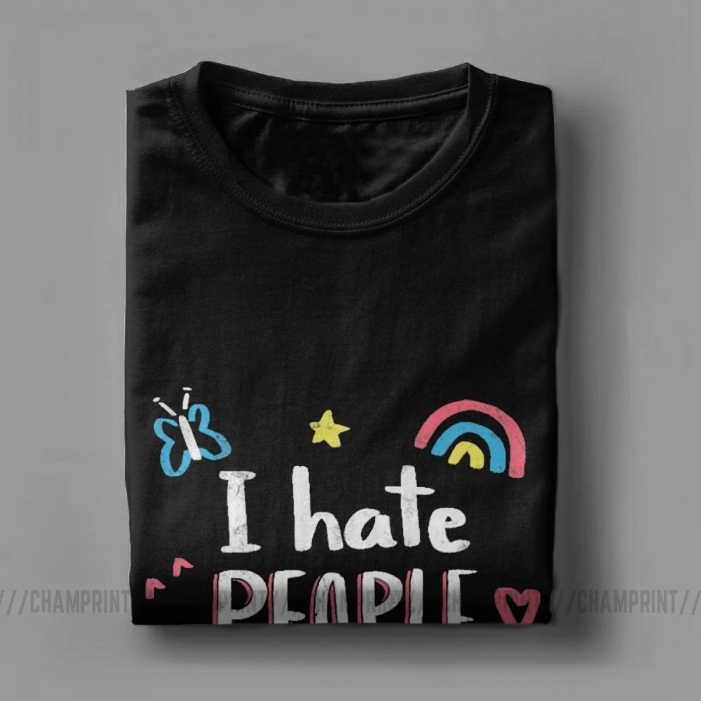 Мужские футболки с надписью I Hate People Humor топы рисунком улыбки радуги цветов
