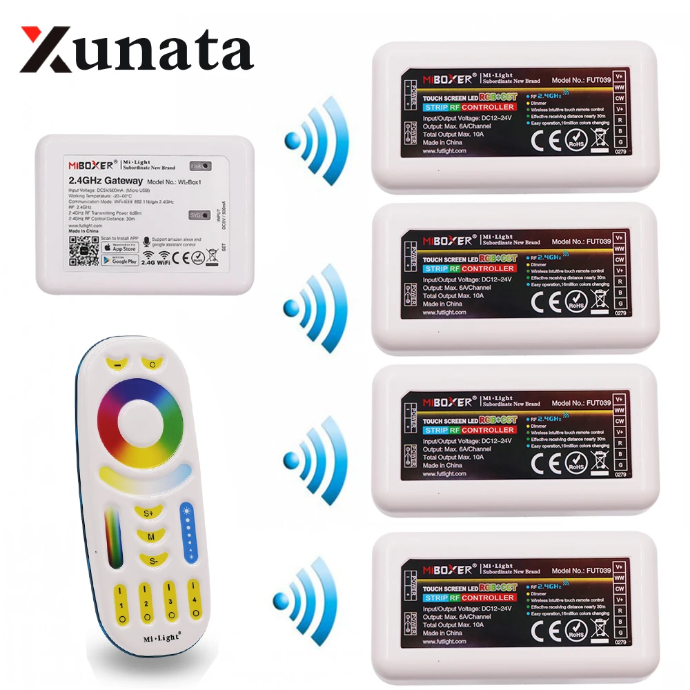 Пульт дистанционного управления Mi light 2 4G Wi Fi контроллер ibox RGBW led RF Touch 4 зоны для
