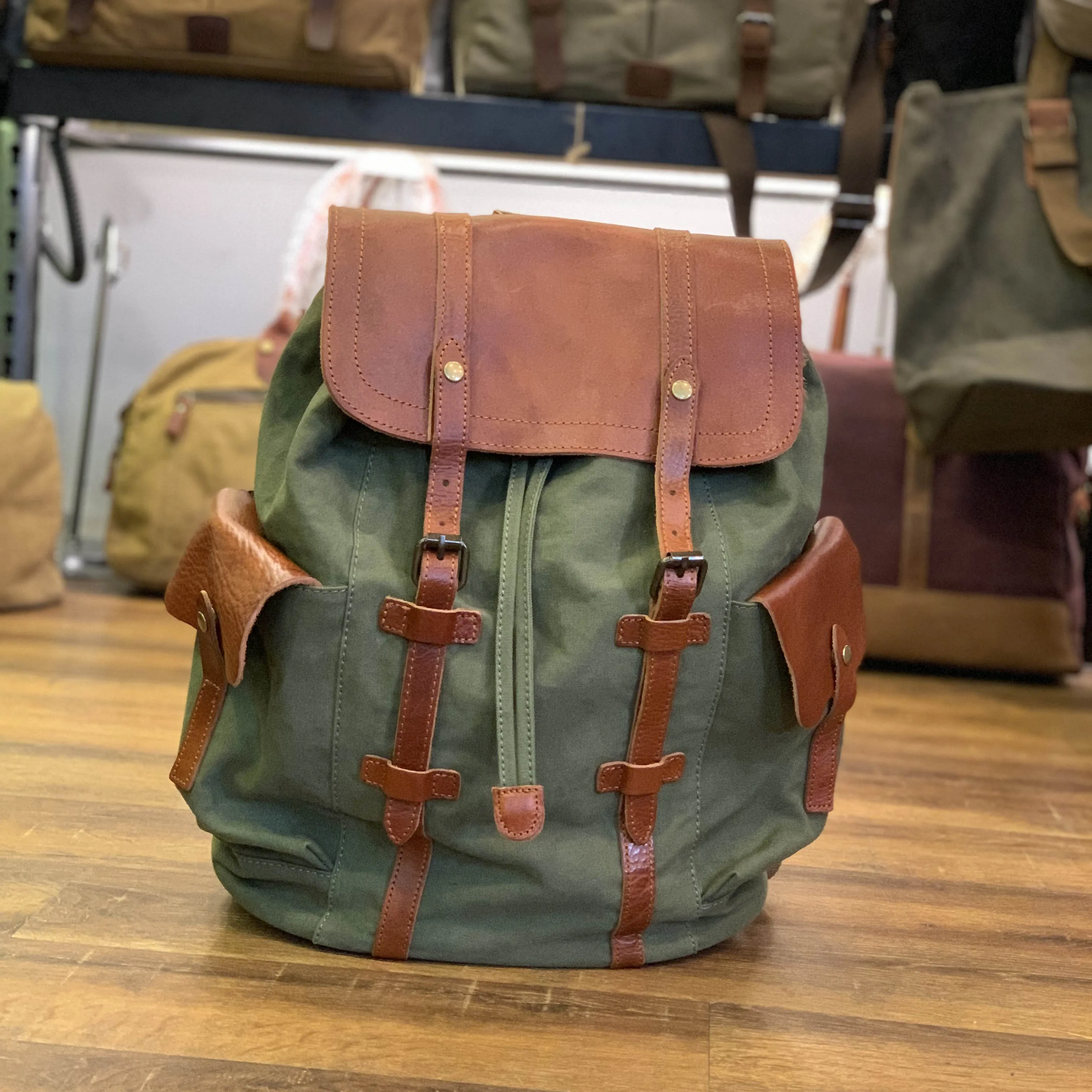 Ретро Pixel Рюкзак Мужской Серый Большой Хлопковый на Шнурке Кожаный Для Ноутбука