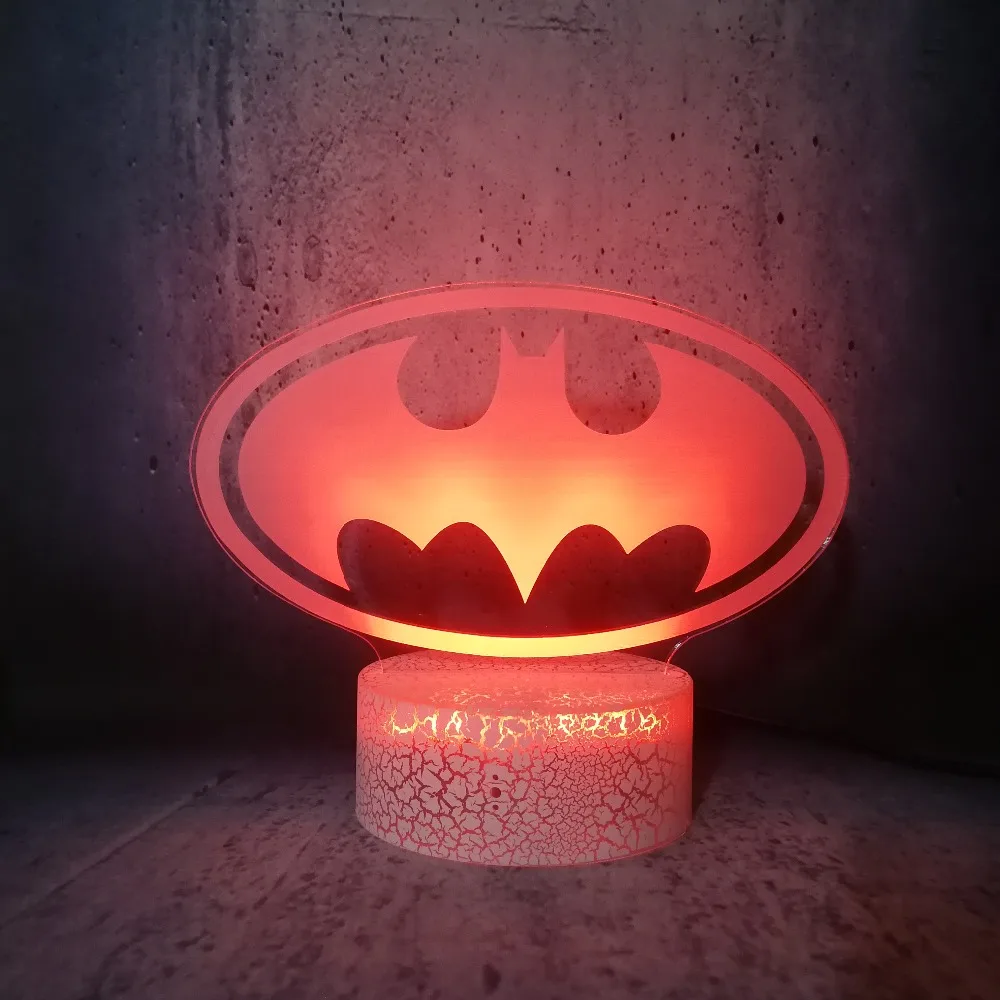Принт Бэтмен атмосфера 3D USB светодиодный светильник рисунок красочное украшение ночник креативный домашний декор Ночная лампа лава lampara