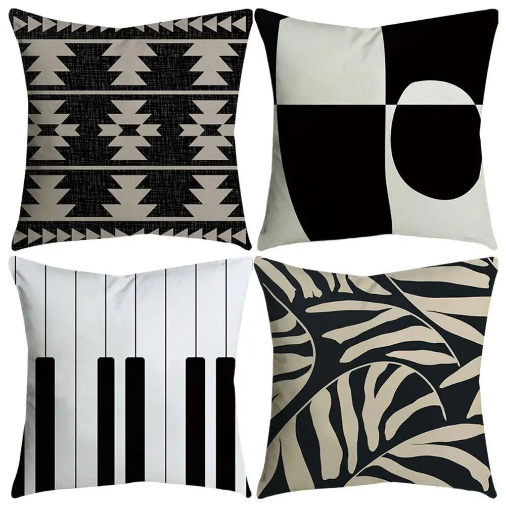 

Simple Black White Single-sided Leather Peach Velvet Plaid Striped Throw Pillow Covers Sofa Chair Decorative Cover Pillowcase