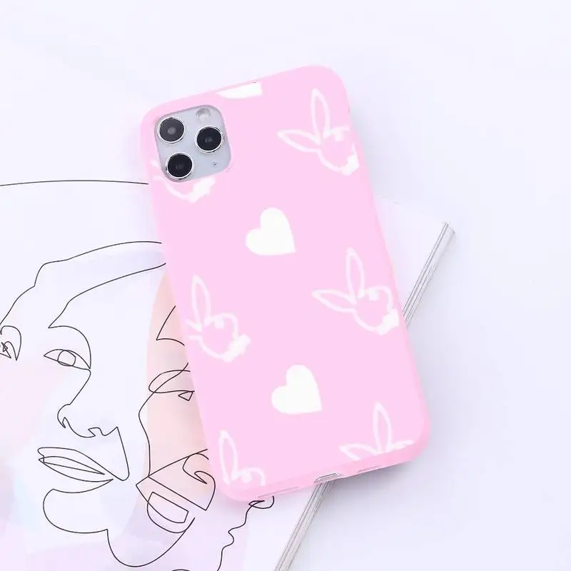 

luxury rabbit brand playboyes Phone Case Candy Color for iPhone 6 7 8 11 12 s mini pro X XS XR MAX Plus