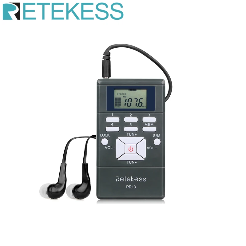 Retekess PR13 Portable Stereo FM Radio Pocket Digital Clock Receiver for Large Meeting Church Simultaneous Interpretation | Электроника