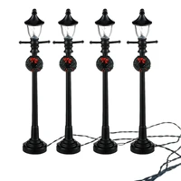 4pcs mini christmas lamp post train lamp miniature decorative street light for diy dollhouse village pathway b012