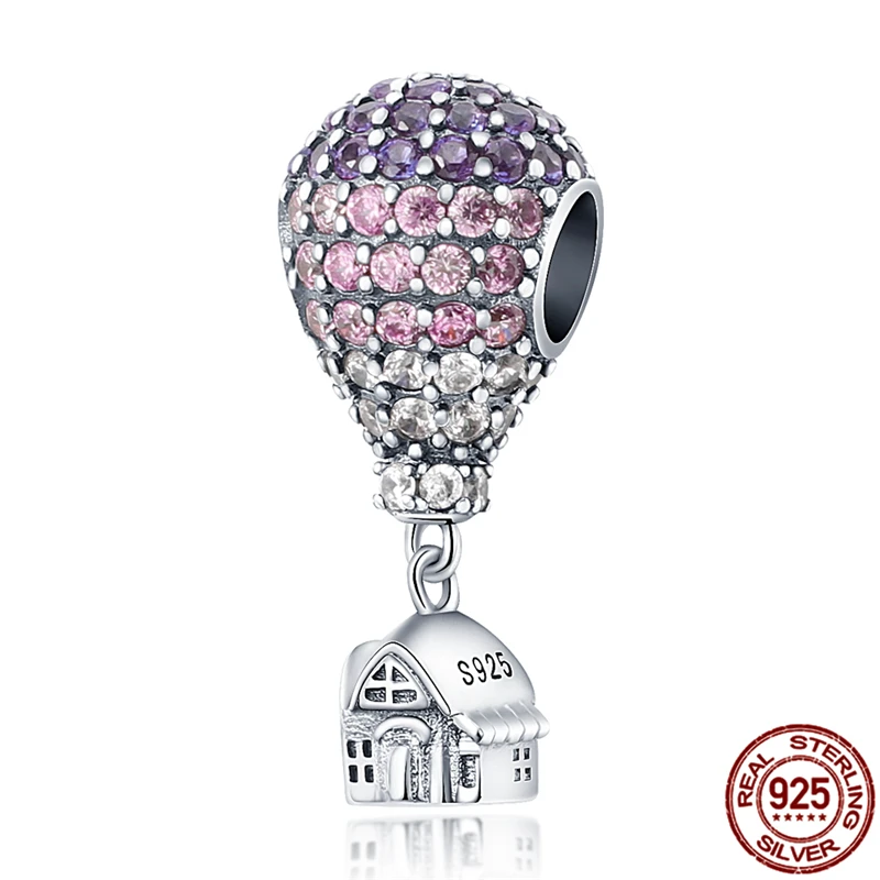 

silver color Pink Pendant Hot air Balloon Fit Original 3mm Bracelet&Bangle Making Fashion DIY Jewelry For Women 2021New