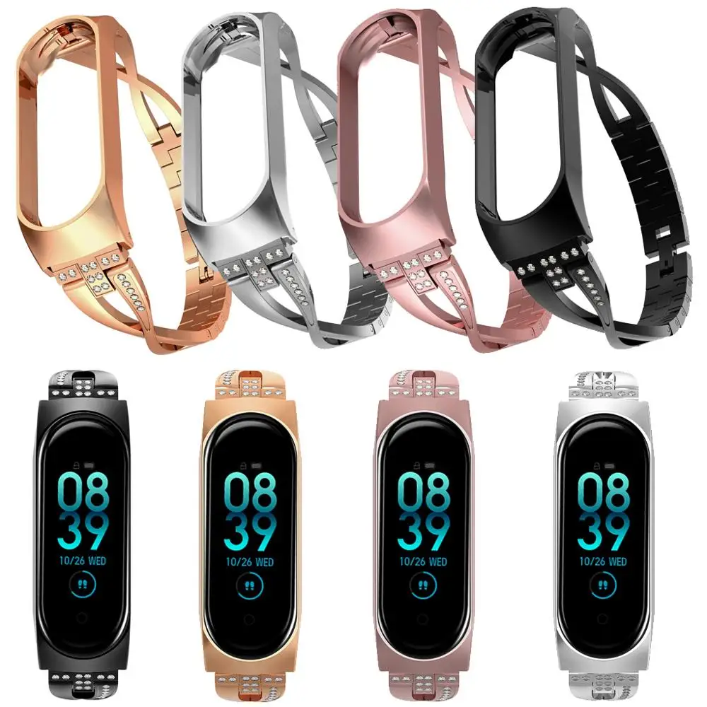 Браслет для Mi band 4 3 металлический браслет Xiaomi Безвинтовой из нержавеющей стали Band