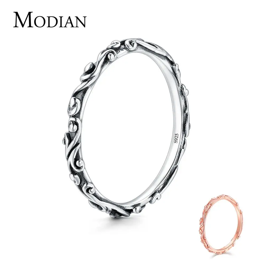 Modian Настоящее 925 пробы Серебряное винтажное штабелируемое классическое кольцо на палец для женщин модное свадебное рождественское ювелирное изделие