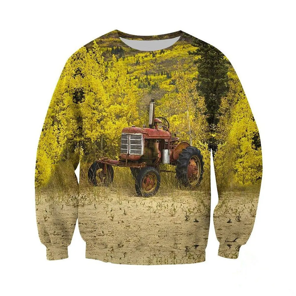 

New 3D All Over Printed Tractor Sweatshirt Men Women Harajuku Casual Hoodies Fashion Zip Jackets DWY006