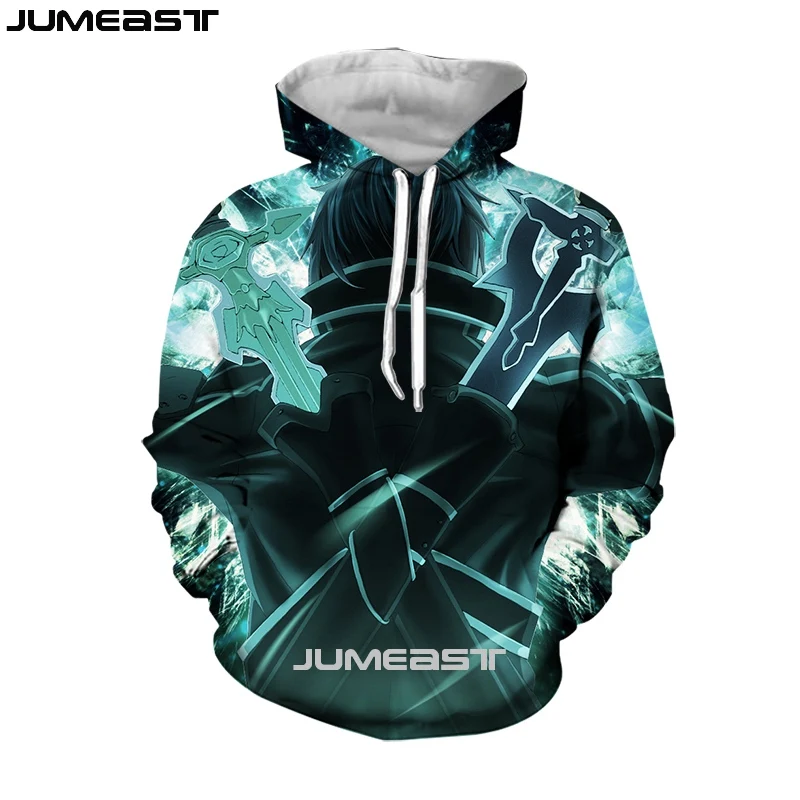 Jumeast Мужская Женская 3D Толстовка меч искусство онлайн большие пальто уличная
