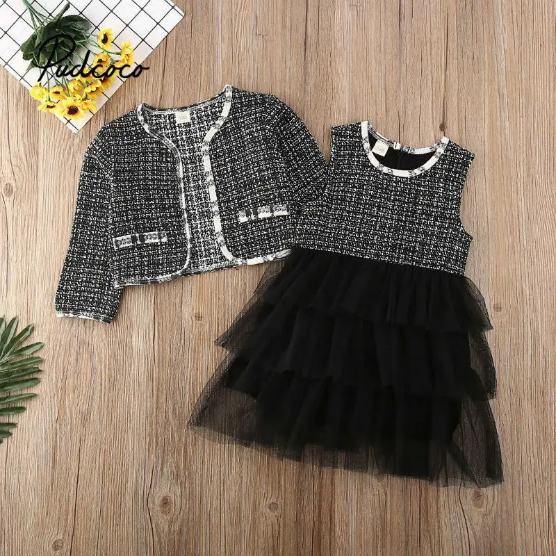 Комплект одежды pudcoco для девочек Модный яркий Топ с длинным рукавом и Сетчатое