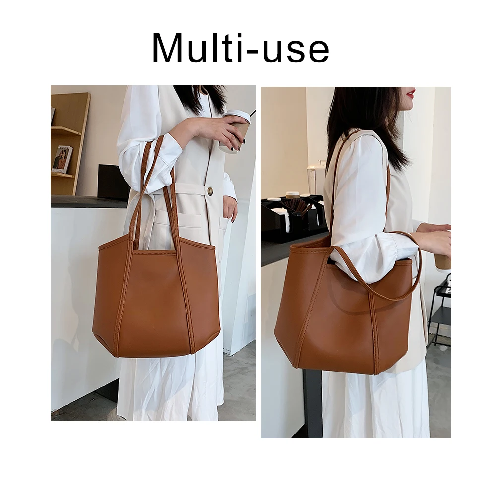 vintage solid color pu leather shoulder bag for women 2021 luxury design crossbody bag large capacity ladies office handbag free global shipping