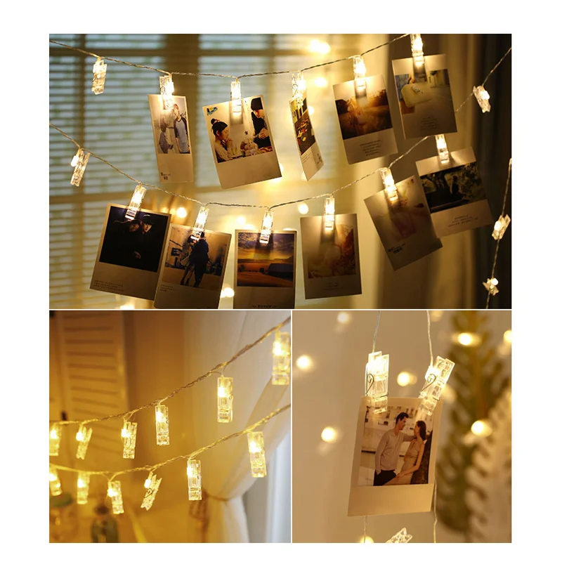 

LED Card Pictures Photos Clips Pegs Bright holiday lightBattery String Lights Festival Party Wedding Valentines Decor light Home