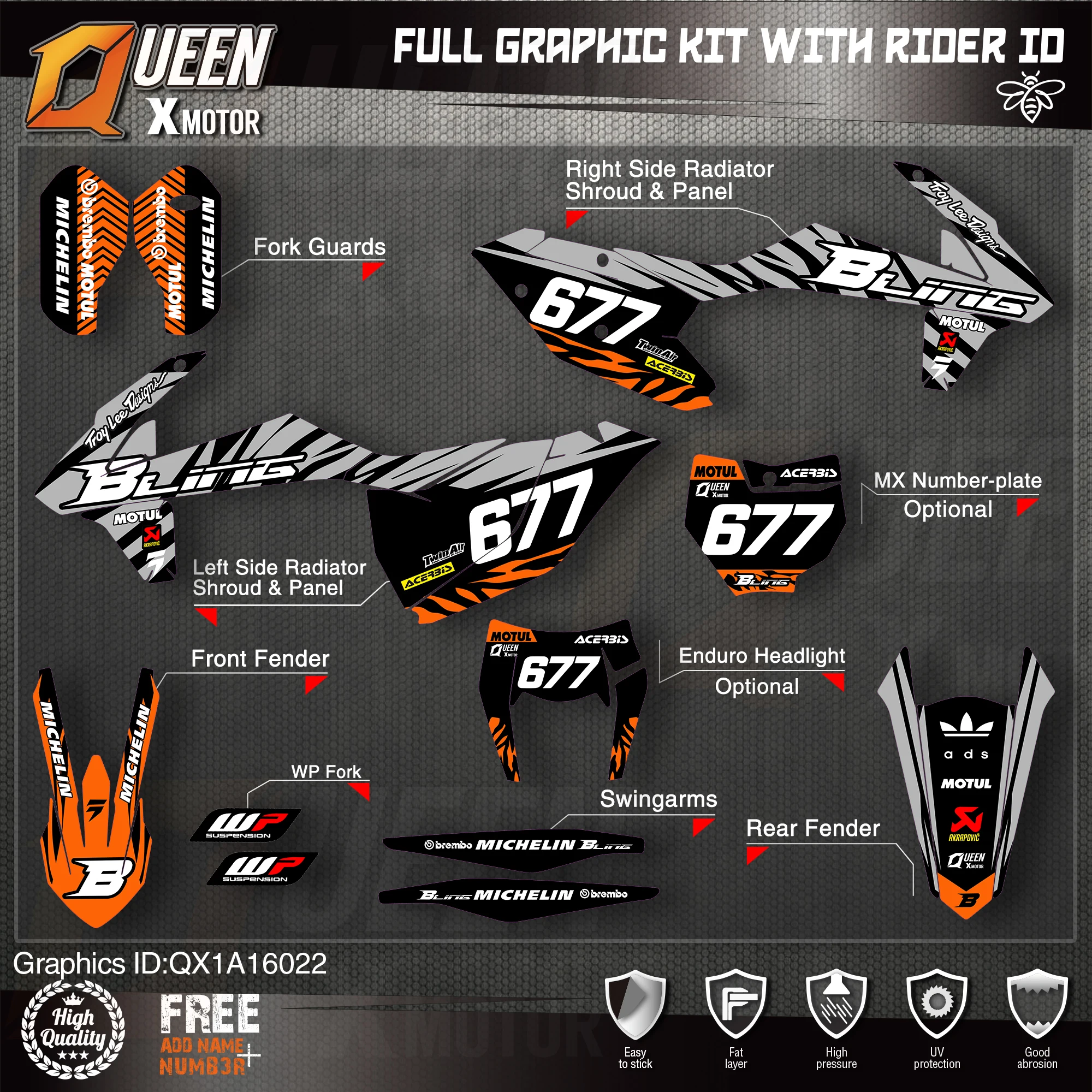 Оригинальные графические наклейки QUEEN X MOTOR Team Набор наклеек для KTM 2016 2017 2018 SX SXF 2019