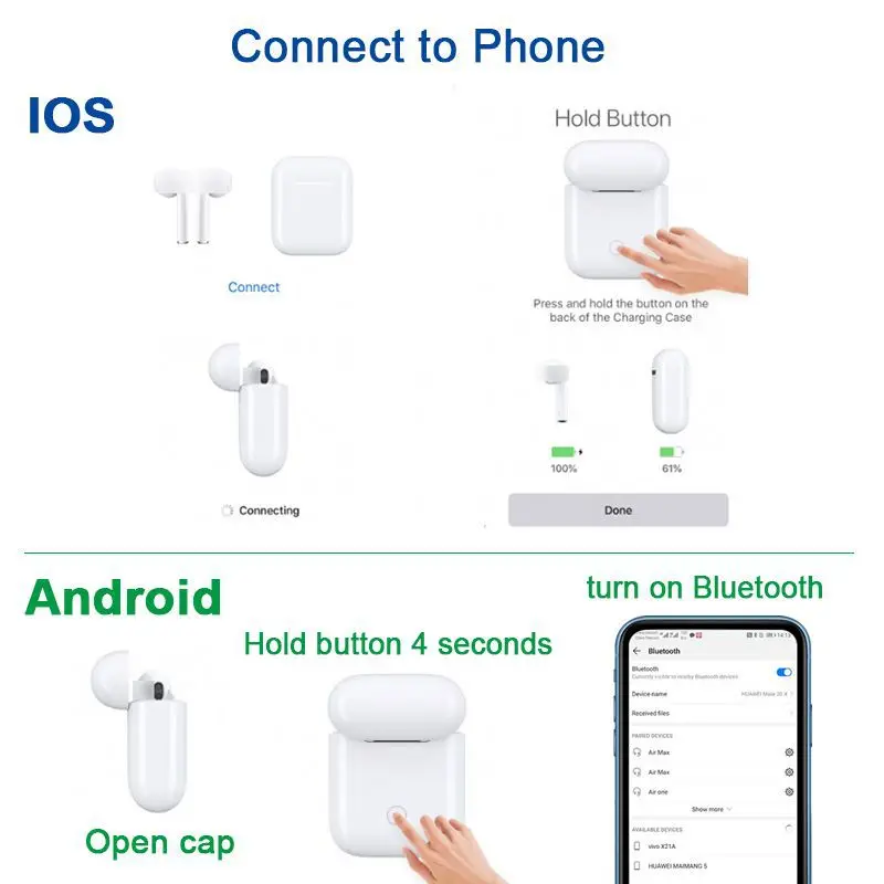 Super Copy Air 2 TWS 5,0, беспроводная bluetooth-гарнитура, мини стерео наушники, умный светильник, датчик, беспроводное зарядное устройство, авто пара наушников