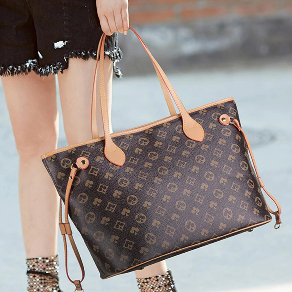 

Shoulder Bags Sets For Women 2021 New Luxury Tote Mahjong Leather Designer Big Shopper Shopping Retro Handbags Fashion