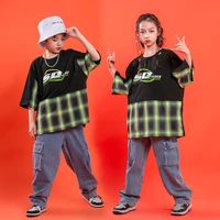 1141 stage outfit hip hop clothes kids girls boys jazz street dance costume black white sweatshirt pink pants hiphop clothing