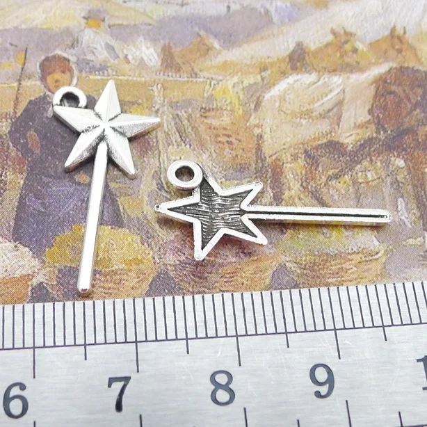 

Supplies For Jewelry Making 20pcs 11x13mm Antique Silver Color Star Stick Charms