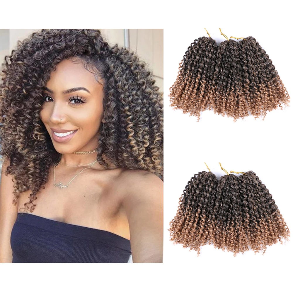 

CLong Short Afro Kinky Curly Twist Braid Hair Marlybob Crochet Braids Synthetic Hair Extensions For Black Women 8inch