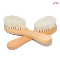 2 pcsset new baby care natural wool wooden brush comb kids hairbrush newborn infant comb head massager