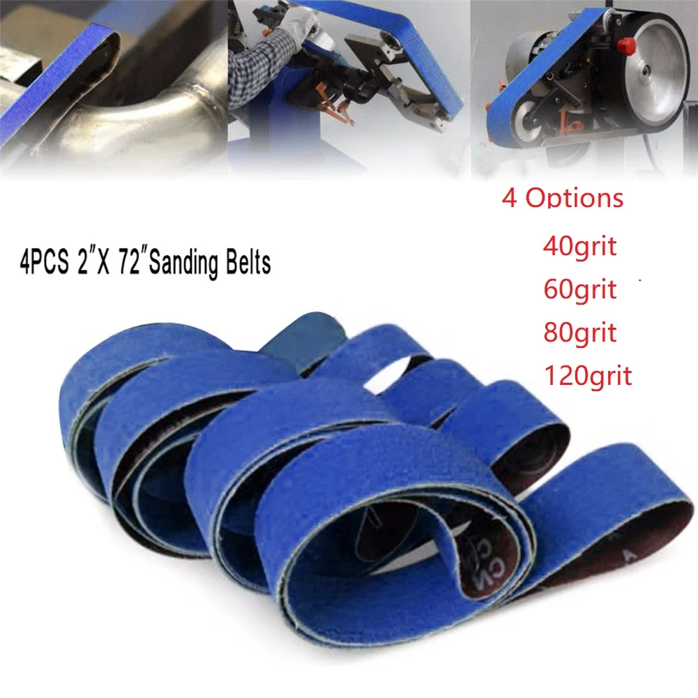 

4pcs 2"x 72" Sanding Belts 40/60/80/120 Grit Wet Dry Sandpaper Bands Coarse Grinding Abrasive Bands For Sander Power Rotary Tool