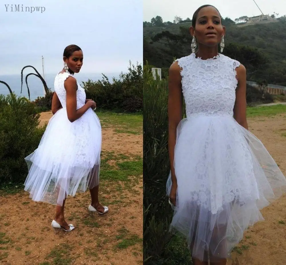 

YiMinpwp короткие Пляжные Свадебные платья трапециевидного силуэта с круглым вырезом кружевное платье в богемном стиле Сад Свадебные платья в ...