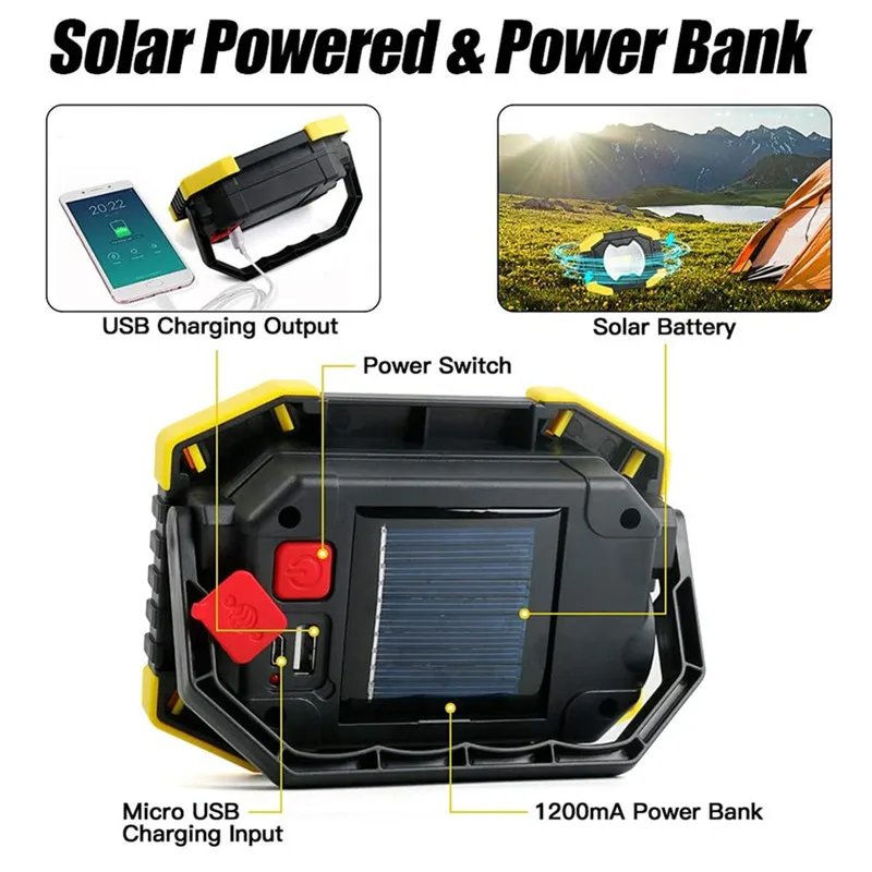 

1pc LED Portable Work Light Lamp IP55 for Outdoor Camping Lampe Led Flashlight Rechargeable Portable Work Lights Accessories