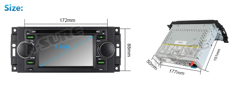 A-Sure 5 ''Авто Радио DVD стерео gps навигация для Jeep Grand Cherokee 2002-2004 Jeep Wrangler 2003-2006 16G rom OBD