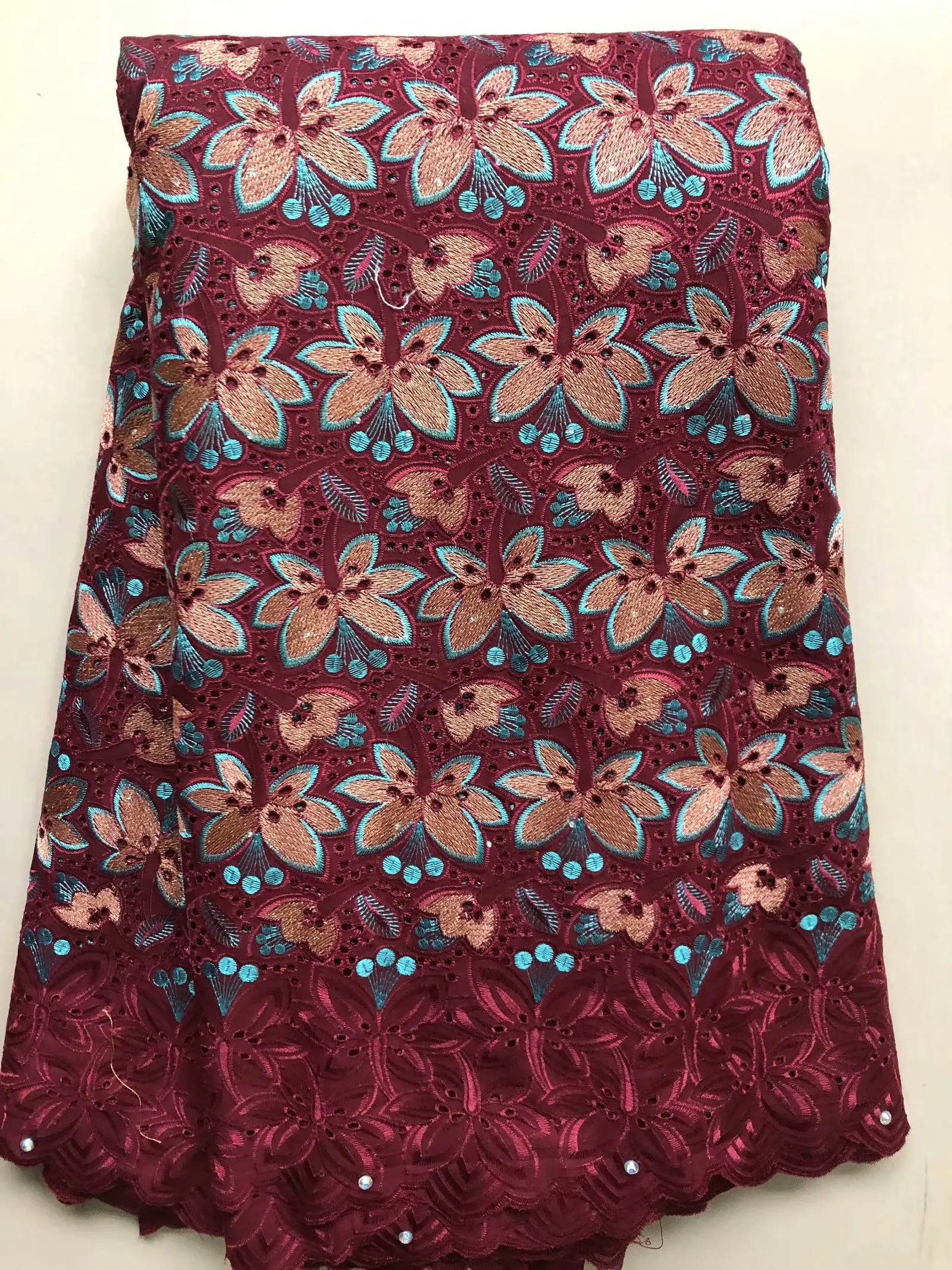 

WDC04 Free shipping embroidered voile lace fabric,top quality African cotton lace for lady dress!