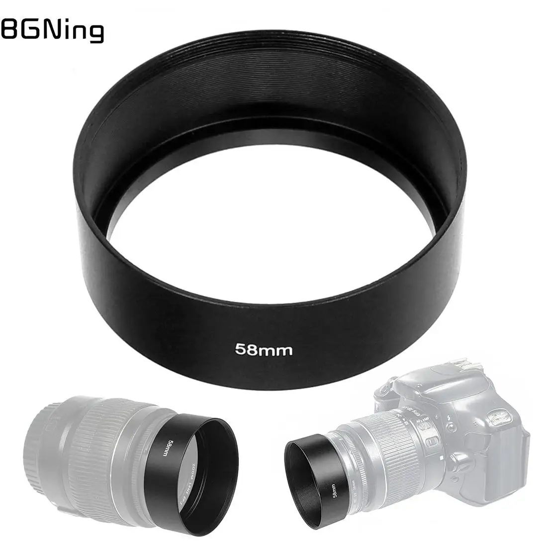 

BGNing Universal 40.5mm 49mm 52mm 55mm 58mm 62mm 67mm 72mm 77mm Standard Metal Lens lenses Hood Black For Canon For Nikon Camera