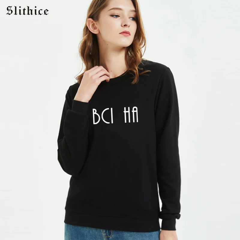 Slithice Осенняя толстовка с надписью на русском языке женские толстовки длинным