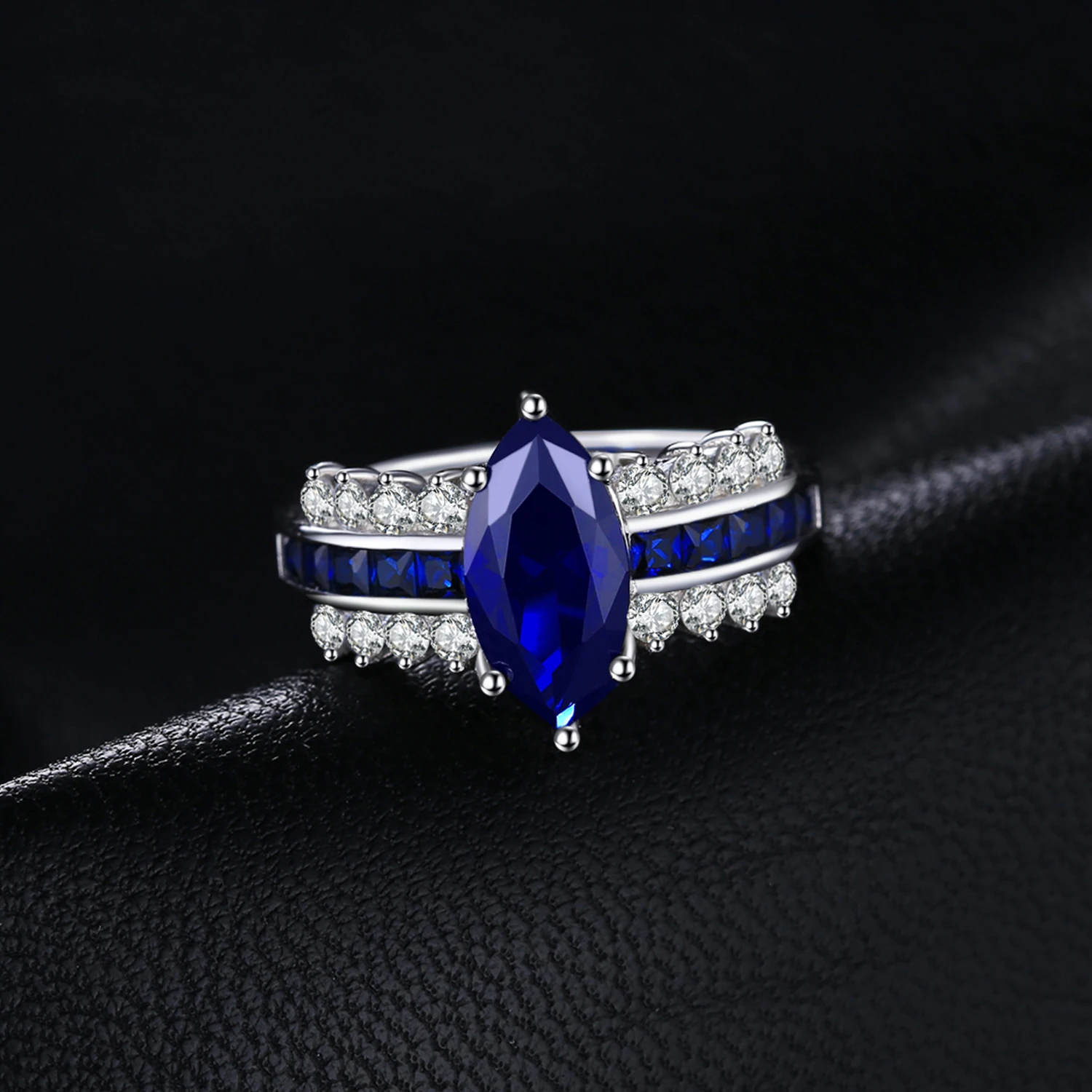 Jewelrypalace Luxry 3.4ct маркиза создания Сапфир площади создано голубой шпинели заявление кольцо стерлингового серебра 925 Горячая распродажа