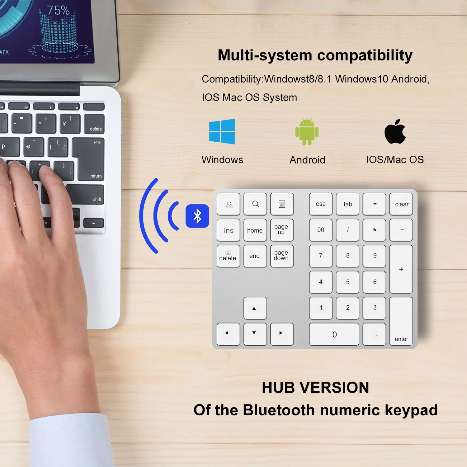 2 в 1 цифровая клавиатура с * USB 3 0 концентратор порт 34 клавиши Bluetooth мини