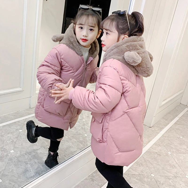 

Girls Baby's Kids Down Jacket Coat 2021 Beautiful Warm Plus Thicken Winter Autumn Cotton Outerwear Hooded Children's Clothing