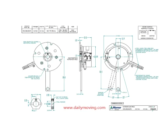 Тормоз электродвигателя для мобильного скутера и инвалидной коляски Warner 24 В