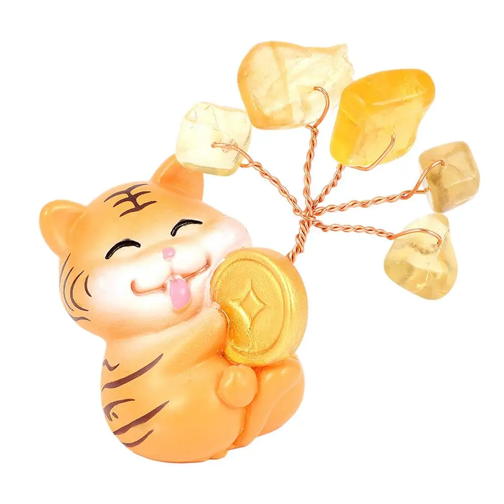 

Tiger Ornament Chinese Zodiac Year Resin Tiger Figurines Miniatures Crafts With Lucky Fortune Tree Tiger Statue Ornament For Car