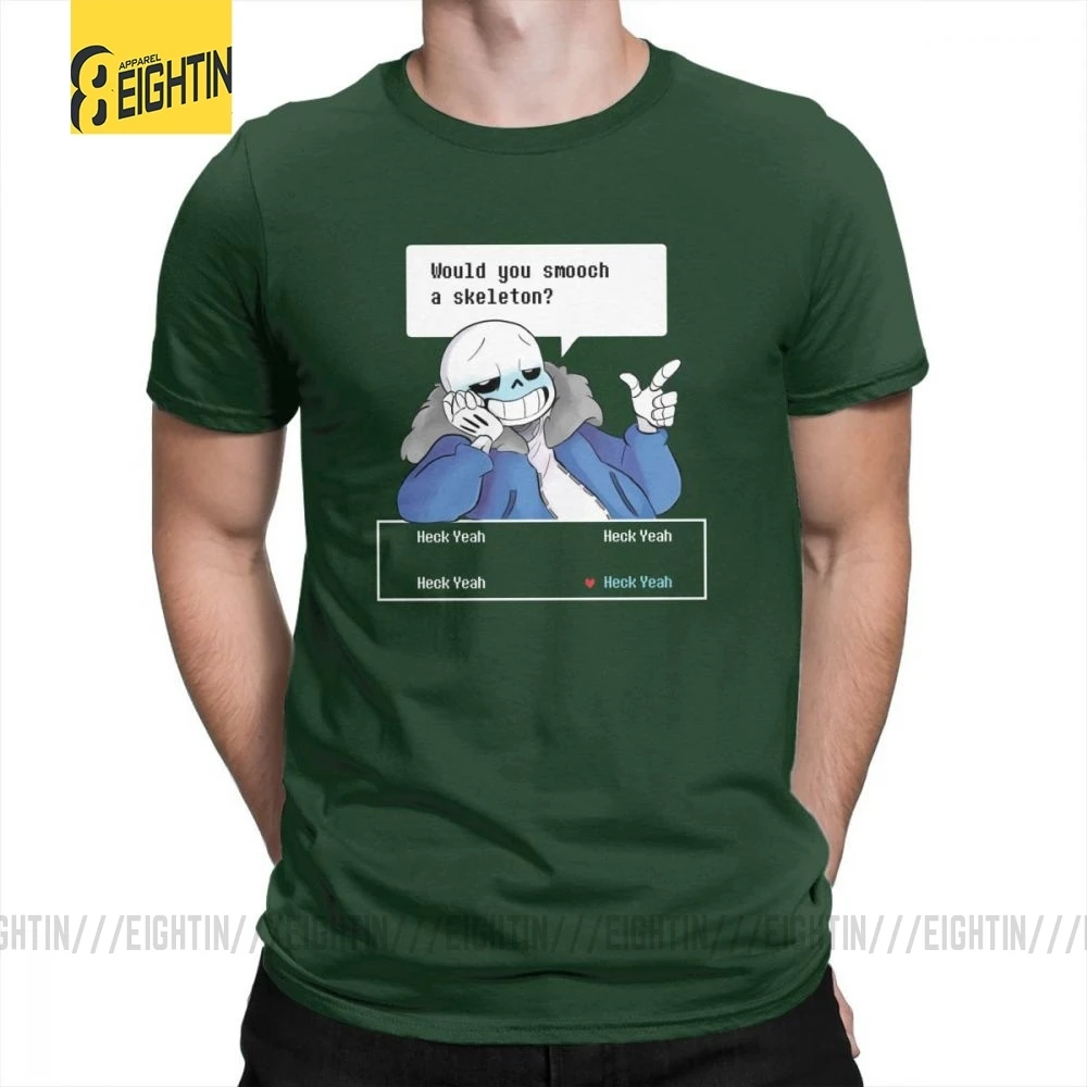 Футболки Undertale Новые мужские футболки с круглым вырезом из чистого хлопка с коротким рукавом для отдыха больших размеров - Цвет: Forest Green